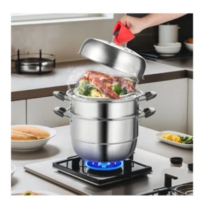 Ανοξείδωτη Κατσαρόλα Ατμού 3 Επιπέδων 28 cm VEVOR SCZG28CM0000NDJSGV0 - Image 6