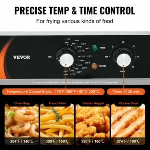 VEVOR Επαγγελματική Ηλεκτρική Φριτέζα Πάγκου 3000W Διπλή Δεξαμενή 2x9Qt/8.5L SGDZGYTGK0004OIJ9V2 - Image 3