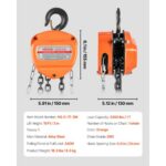 VEVOR Χειροκίνητος Ανυψωτήρας 1 Τόνου με Βελτιωμένη Αλυσίδα G80, Πορτοκαλί SJSLHL1T10FTTAGIT001V0 - Image 6