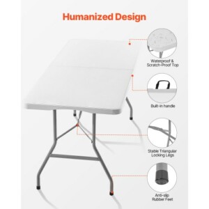 VEVOR Φορητό Πτυσσόμενο Τραπέζι Πικνίκ 180cm με Λαβή SLKHWZDZ6YCBSC1VD001V0 - Image 5
