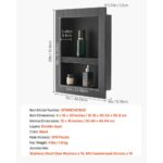 VEVOR Εντοιχισμένο Ράφι Ντους 40.6 x 50.8 x 10.2 cm για Μπάνιο SLLYBK2C16INJ0D06001V0 - Image 6