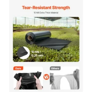 VEVOR Πλαστικό Φύλλο 10Mil 20x100 FT Βαρέως Τύπου Πολυαιθυλένιο Μαύρο SLM20FT100FT86LRDV0 - Image 2