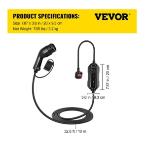 Φορητός Επιτοίχιος Φορτιστής Ηλεκτρικού Αυτοκινήτου EV Type 2 3 kW 13A VEVOR SX23KW10M220V15KGV2 - Image 9