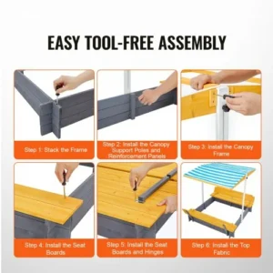 Ξύλινη Αμμοδόχος VEVOR με Σκίαστρο για Εξωτερικό Χώρο (Ηλικίες 3-12)  SXMZFXYDP000PE7MZV0 - Image 3