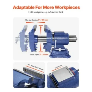 VEVOR Πολυχρηστική Μέγγενη Πάγκου 6-1/2" Βαρέως Τύπου από Εύκαμπτο Σίδηρο με Περιστρεφόμενη Βάση 360° SXZSDGNTQ65IZY3ZOV0 - Image 6