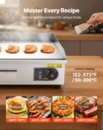 VEVOR Επαγγελματική Ηλεκτρική Σχάρα, 655 x 400 mm, 4000W, Ρυθμιζόμενη Θερμοκρασία 50-300°C, Ανοξείδωτη Επιφάνεια Ψησίματος SYKDBLQP10MMKMH03002V2 - Image 6