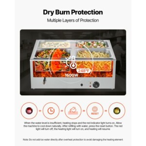 VEVOR Μπεν Μαρί 4 Θέσεων 1500W Επιτραπέζιο Ζέσταμα Τροφίμων με Καπάκι SYSPBWQPTK41SB7R9002V2 - Image 4