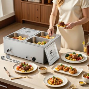 VEVOR Μπεν Μαρί 4 Θέσεων 1500W Επιτραπέζιο Ζέσταμα Τροφίμων με Καπάκι SYSPBWQPTK41SB7R9002V2 - Image 7