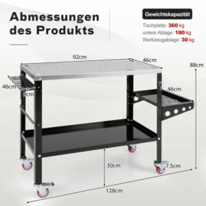 Costway  Τροχήλατος Πάγκο Συγκόλλησης και βάση εργαλείων με 8 υποδοχές TH10089BK - Image 2