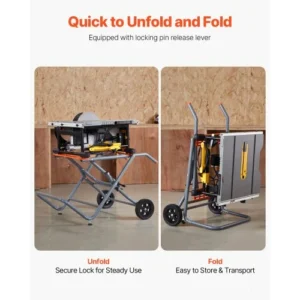 VEVOR Φορητή Βάση Πριονιού με Ρόδες 350lbs Αναδιπλούμενη TJJGDZDJGDK0585QEV0 - Image 3