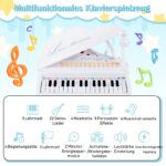 Costway Φορητό Παιδικό Πιάνο με Σκαμπό Ηλεκτρονικό Πληκτρολόγιο 35 x 30 x 55 εκ. Λευκό TM10060WH - Image 3
