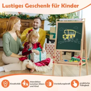 Costway Παιδική Καβαλέτο 3-σε-1 με Διπλής Όψης Μαγνητικό Πίνακα και Ρολό Χαρτιού για Δημιουργικές Δραστηριότητες TP10262NA - Image 4