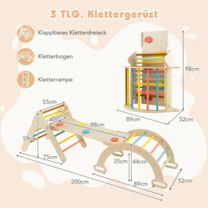 Costway 4 σε 1 Πολύχρωμο Σετ Αναρρίχησης με Τσουλήθρα & Δίχρωμη Ράμπα - Σκηνικό Περιπέτειας Macaron TS10167MK - Image 2