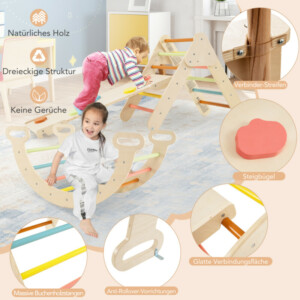 Costway 4 σε 1 Πολύχρωμο Σετ Αναρρίχησης με Τσουλήθρα & Δίχρωμη Ράμπα - Σκηνικό Περιπέτειας Macaron TS10167MK - Image 4