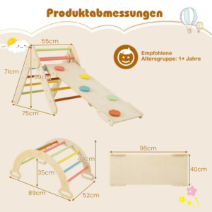 Costway Πολύχρωμο Παιδικό Κινητικό Σετ με Τσουλήθρα και Διπλή Ράμπα TS10167MT-MK - Image 2