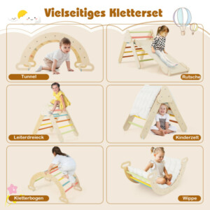 Costway Πολύχρωμο Παιδικό Κινητικό Σετ με Τσουλήθρα και Διπλή Ράμπα TS10167MT-MK - Image 3