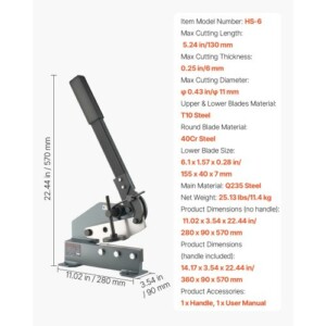 VEVOR Χειροκίνητος Κοπτήρας Μετάλλων 155 mm με Βαρέως Τύπου Βάση για Ακρίβεια και Δύναμη TSJBJCGK6YC0ZL86X001V0 - Image 6