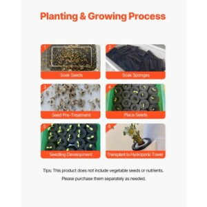 VEVOR Σύστημα Καλλιέργειας Υδροπονίας με Ρόδες 50 Θέσεις Υδροπονικός Πύργος Κήπου TSSPZZXTWSZDQYEM0V2 - Image 6