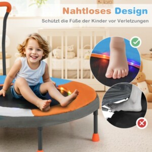 Costway Παιδικό Μίνι Τραμπολίνο με LED Φώτα, Χωρίς Ελατήρια, Αναδιπλούμενο και Φορητό, Ασφαλές και Ανθεκτικό για Εσωτερική και Εξωτερική Χρήση TW10119JS - Image 4