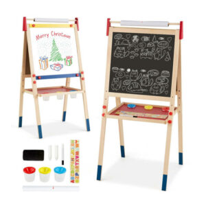 Ξύλινος Παιδικός Μαγνητικός Μαυροπίνακας 3 σε 1 Διπλής Όψης Costway TY327109