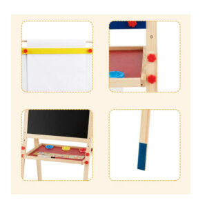 Ξύλινος Παιδικός Μαγνητικός Μαυροπίνακας 3 σε 1 Διπλής Όψης Costway TY327109 - Image 5