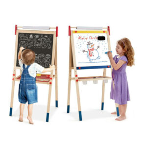 Ξύλινος Παιδικός Μαγνητικός Μαυροπίνακας 3 σε 1 Διπλής Όψης Costway TY327109 - Image 9