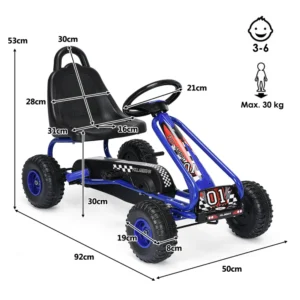 Costway  Παιδικό Ποδήλατο Go Kart με Πεντάλ και Ρυθμιζόμενο Κάθισμα για Ηλικίες 3-6 Ετών TY327797BL - Image 2