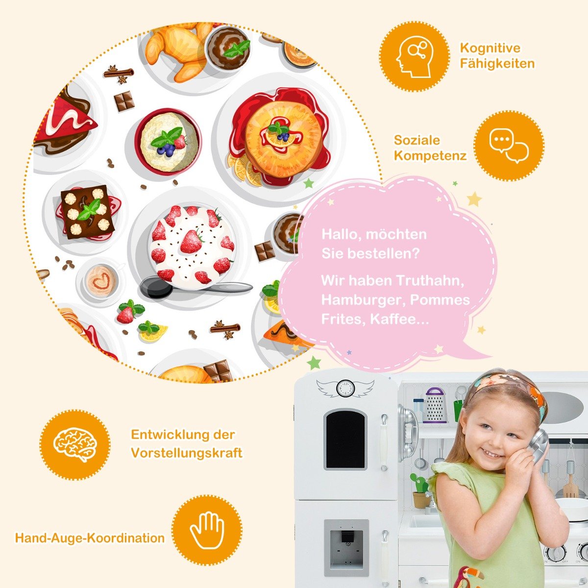 Costway Παιδική Κουζίνα Παιχνιδιού με Ρεαλιστικό Σχεδιασμό και Αξεσουάρ - Ιδανικό Δώρο για Παιδιά TY327901 Costway Παιδική Κουζίνα Παιχνιδιού με Ρεαλιστικό Σχεδιασμό και Αξεσουάρ - Ιδανικό Δώρο για Παιδιά TY327901