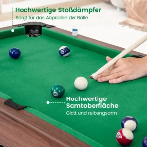 Costway Ξύλινο Τραπέζι Μπιλιάρδου με 2 Στέκες, 2 Κιμωλίες, Τρίγωνο & Βούρτσα - Πράσινο UY10104GN - Image 4