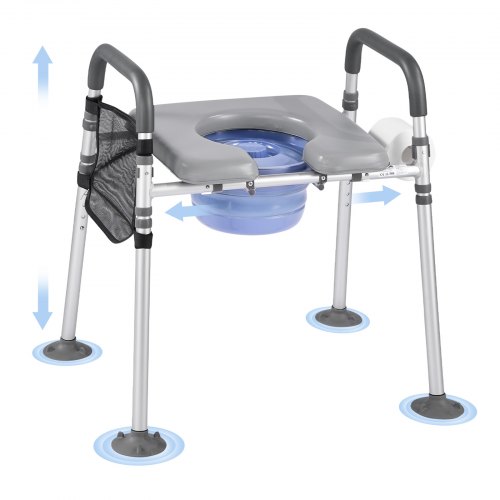 VEVOR Πολυλειτουργική Καρέκλα Τουαλέτας με Ρυθμιζόμενο Ύψος - Υποστήριξη έως 500 lbs WLWLGWKBSLRZV5A65001V0