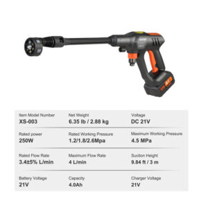 Ασύρματο Πλυστικό Μηχάνημα Μπαταρίας Υψηλής Πίεσης 652 PSI VEVOR WSLSGYQXJYSDM3EISV2 - Image 9