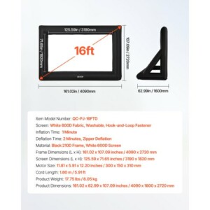 VEVOR Φουσκωτή Οθόνη Κινηματογράφου 16 ft 16:9 με Φορητή Τσάντα XCQSTYPMPJS1OV5WJ001V2 - Image 6