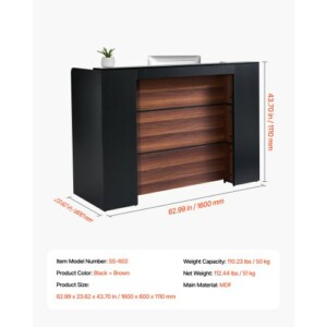 VEVOR Γραφείο Υποδοχής 63" Σαλόνι Γραφείο YBQTHSZSJXDL57JFQV9 - Image 6