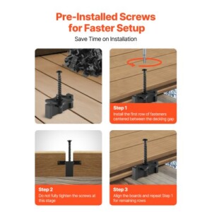 VEVOR Κρυφοί Συνδετήρες για Ντεκ 6.5 χιλ., Μαύροι YBSJGJ250PCS61M7F001V0 - Image 4