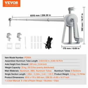 VEVOR Ρολό Κάλυψης Πισίνας, Αλουμινίου 20 ft, Για Πισίνες 3-20 ft  YCGJPDSYC20FR4AQZV0 - Image 6