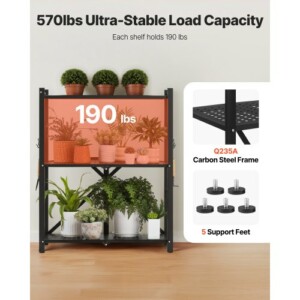 VEVOR 3-Τάσεων Πτυσσόμενη Ράφι Αποθήκευσης με Ρόδες YDKZDHJHS3C1VVYHI001V0 - Image 3