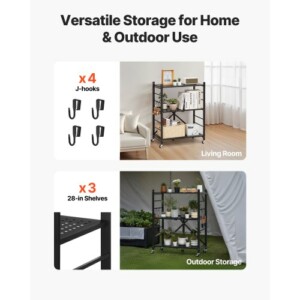 VEVOR 3-Τάσεων Πτυσσόμενη Ράφι Αποθήκευσης με Ρόδες YDKZDHJHS3C1VVYHI001V0 - Image 5