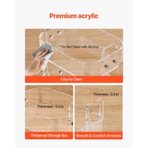 VEVOR Διαφανές Ακρυλικό Τραπέζι με Ρόδες, 2 Επίπεδα, 30.5 x 41.6 x 48 εκ. YKLZJBTCCZKJRI5G6001V0 - Image 4