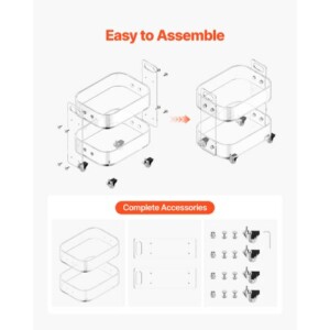 VEVOR Διαφανές Ακρυλικό Τραπέζι με Ρόδες, 2 Επίπεδα, 30.5 x 41.6 x 48 εκ. YKLZJBTCCZKJRI5G6001V0 - Image 6