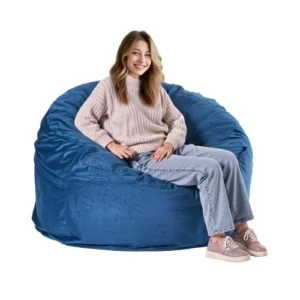 VEVOR Στρογγυλή Πολυθρόνα Bean Bag με Αφαιρούμενο και Πλενόμενο Κάλυμμα για Ενήλικες Μπλε YXCRDDY4349IVTKLYV0
