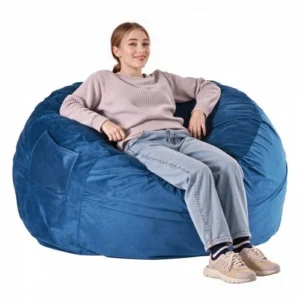 VEVOR Στρογγυλή Πολυθρόνα Bean Bag με Αφαιρούμενο και Πλενόμενο Κάλυμμα για Ενήλικες Μπλε YXCRDDY4349IVTKLYV0 - Image 8