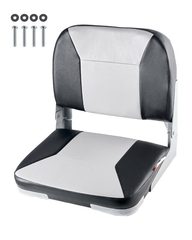 VEVOR Κάθισμα Σκάφους με Χαμηλή Πλάτη και Ανακλινόμενο Πίσω Μέρος (Μαύρο & Γκρι) ZDCZYDKBHHS14JMK4001V0
