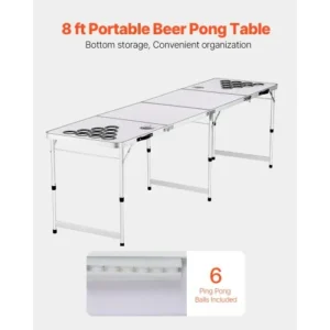 VEVOR Φορητό Τραπέζι Beer Pong  2.4 μ. για Πάρτι με Θέσεις για Ποτήρια και Μπάλες Πονγκ ZDPJYXZGCKDKGUYQ7V0 - Image 2