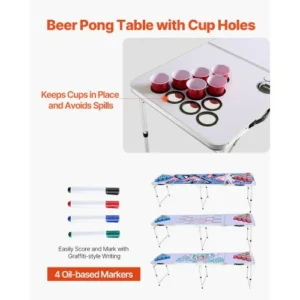 VEVOR Φορητό Τραπέζι Beer Pong  2.4 μ. για Πάρτι με Θέσεις για Ποτήρια και Μπάλες Πονγκ ZDPJYXZGCKDKGUYQ7V0 - Image 5