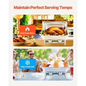 VEVOR 8 Qt 2 Pack Rectangle Chafing Dish Set ZFXBXGSTGK2J9NBC2V0 - Image 3