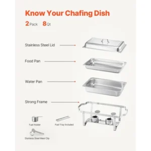 VEVOR 8 Qt 2 Pack Rectangle Chafing Dish Set ZFXBXGSTGK2J9NBC2V0 - Image 4