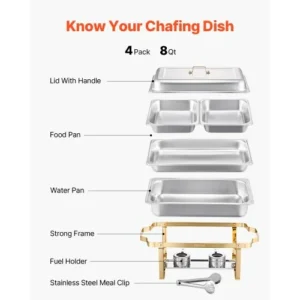 VEVOR 8 Qt Rectangle Chafing Dish Buffet Set ZFXBXGSTGK4J10ULXV0 - Image 4