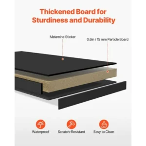 VEVOR Μαύρο Επιτραπέζιο Ράφι 2 Επιπέδων για Γραφείο & Σπίτι ZMSJDNZSJMB22GJVGV0 - Image 3