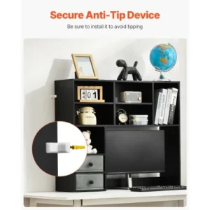 VEVOR Μαύρο Επιτραπέζιο Ράφι 3 Επιπέδων για Γραφείο & Σπίτι ZMSJDNZSJMB3FTXWIV0 - Image 5