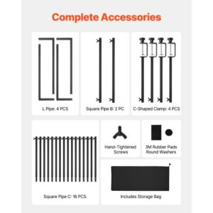 VEVOR Ρυθμιζόμενο Σταντ Τραπεζιού 28-98 in L με Σφιγκτήρα για Διακόσμηση (2 Τεμάχια) ZSGJ2JHSBDTTEYQ85001V0 - Image 5